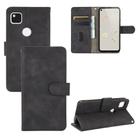 For Google Pixel 4a Solid Color Skin Feel Magnetic Buckle Horizontal Flip Calf Texture PU Leather Case with Holder & Card Slots & Wallet(Black) - 1