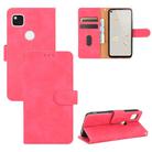 For Google Pixel 4a Solid Color Skin Feel Magnetic Buckle Horizontal Flip Calf Texture PU Leather Case with Holder & Card Slots & Wallet(Rose Red) - 1