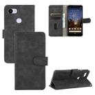 For Google Pixel 3a XL Solid Color Skin Feel Magnetic Buckle Horizontal Flip Calf Texture PU Leather Case with Holder & Card Slots & Wallet(Black) - 1