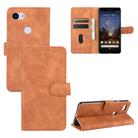 For Google Pixel 3a XL Solid Color Skin Feel Magnetic Buckle Horizontal Flip Calf Texture PU Leather Case with Holder & Card Slots & Wallet(Brown) - 1