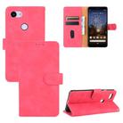 For Google Pixel 3a Solid Color Skin Feel Magnetic Buckle Horizontal Flip Calf Texture PU Leather Case with Holder & Card Slots & Wallet(Rose Red) - 1