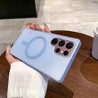 For Samsung Galaxy S22 Ultra 5G Ice Fog MagSafe PC Phone Case(Transparent Blue) - 1