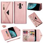 For Huawei Mate 10 Pro Skin Feel Zipper Horizontal Flip Leather Case with Holder & Card Slots & Photo Frame & Lanyard & Long Rope(Rose Gold) - 1