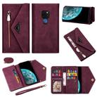 For Huawei Mate 20 Skin Feel Zipper Horizontal Flip Leather Case with Holder & Card Slots & Photo Frame & Lanyard & Long Rope(Wine Red) - 1