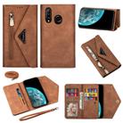 For Huawei P30 Lite Skin Feel Zipper Horizontal Flip Leather Case with Holder & Card Slots & Photo Frame & Lanyard & Long Rope(Brown) - 1