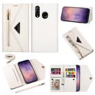 For Huawei P30 Lite Skin Feel Zipper Horizontal Flip Leather Case with Holder & Card Slots & Photo Frame & Lanyard & Long Rope(White) - 1