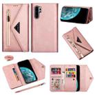 For Huawei P30 Pro Skin Feel Zipper Horizontal Flip Leather Case with Holder & Card Slots & Photo Frame & Lanyard & Long Rope(Rose Gold) - 1