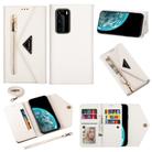 For Huawei P40 Pro Skin Feel Zipper Horizontal Flip Leather Case with Holder & Card Slots & Photo Frame & Lanyard & Long Rope(White) - 1