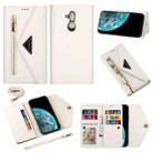 For Huawei Y6 (2019) Skin Feel Zipper Horizontal Flip Leather Case with Holder & Card Slots & Photo Frame & Lanyard & Long Rope(White) - 1