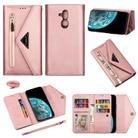 For Huawei Y6 (2019) Skin Feel Zipper Horizontal Flip Leather Case with Holder & Card Slots & Photo Frame & Lanyard & Long Rope(Rose Gold) - 1