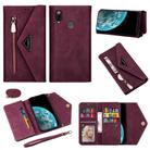 For Huawei P20 Lite Skin Feel Zipper Horizontal Flip Leather Case with Holder & Card Slots & Photo Frame & Lanyard & Long Rope(Wine Red) - 1