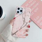 For iPhone 12 / 12 Pro Gilding Marble Pattern Soft TPU Protective Case(Pink) - 1