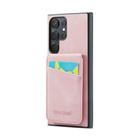 For Samsung Galaxy S25 Ultra 5G Fierre Shann FS-023 Crazy Horse Card Holder Back Cover PU Phone Case(Pink) - 2