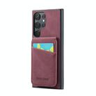 For Samsung Galaxy S25 Ultra 5G Fierre Shann FS-023 Crazy Horse Card Holder Back Cover PU Phone Case(Wine Red) - 2