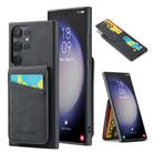For Samsung Galaxy S25 Ultra 5G Fierre Shann FS-023 Crazy Horse Card Holder Back Cover PU Phone Case(Black) - 1