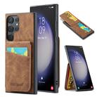 For Samsung Galaxy S25 Ultra 5G Fierre Shann FS-023 Crazy Horse Card Holder Back Cover PU Phone Case(Brown) - 1