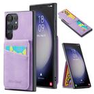 For Samsung Galaxy S25 Ultra 5G Fierre Shann FS-023 Crazy Horse Card Holder Back Cover PU Phone Case(Purple) - 1