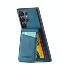 For Samsung Galaxy S25 Ultra 5G Fierre Shann FS-023 Crazy Horse Card Holder Back Cover PU Phone Case(Blue) - 3
