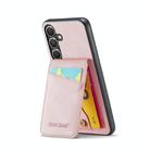 For Samsung Galaxy S25+ 5G Fierre Shann FS-023 Crazy Horse Card Holder Back Cover PU Phone Case(Pink) - 2