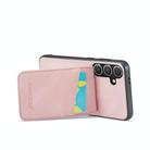 For Samsung Galaxy S25+ 5G Fierre Shann FS-023 Crazy Horse Card Holder Back Cover PU Phone Case(Pink) - 3