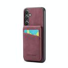 For Samsung Galaxy S25+ 5G Fierre Shann FS-023 Crazy Horse Card Holder Back Cover PU Phone Case(Wine Red) - 1