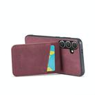 For Samsung Galaxy S25+ 5G Fierre Shann FS-023 Crazy Horse Card Holder Back Cover PU Phone Case(Wine Red) - 3