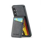 For Samsung Galaxy S25+ 5G Fierre Shann FS-023 Crazy Horse Card Holder Back Cover PU Phone Case(Black) - 2