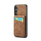 For Samsung Galaxy S25+ 5G Fierre Shann FS-023 Crazy Horse Card Holder Back Cover PU Phone Case(Brown) - 1