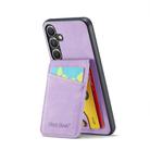 For Samsung Galaxy S25+ 5G Fierre Shann FS-023 Crazy Horse Card Holder Back Cover PU Phone Case(Purple) - 2