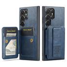 For Samsung Galaxy S25 Ultra 5G Fierre Shann FS-024 Oil Wax Cow Leather Card Holder Back Phone Case(Blue) - 1