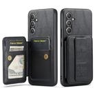 For Samsung Galaxy S25 5G Fierre Shann FS-024 Oil Wax Cow Leather Card Holder Back Phone Case(Black) - 1