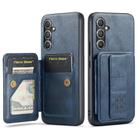 For Samsung Galaxy S25 5G Fierre Shann FS-024 Oil Wax Cow Leather Card Holder Back Phone Case(Blue) - 1