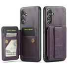 For Samsung Galaxy S25 5G Fierre Shann FS-024 Oil Wax Cow Leather Card Holder Back Phone Case(Purple) - 1