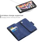 For iPhone XR Skin Feel Detachable Magnetic Zipper Horizontal Flip PU Leather Case with Multi-Card Slots & Holder & Wallet & Photo Frame & Lanyard(Blue) - 3