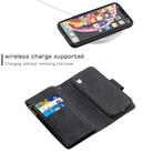 For iPhone XR Skin Feel Detachable Magnetic Zipper Horizontal Flip PU Leather Case with Multi-Card Slots & Holder & Wallet & Photo Frame & Lanyard(Black) - 3