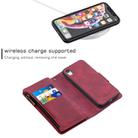 For iPhone XR Skin Feel Detachable Magnetic Zipper Horizontal Flip PU Leather Case with Multi-Card Slots & Holder & Wallet & Photo Frame & Lanyard(Red) - 3