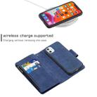 For iPhone 11 Skin Feel Detachable Magnetic Zipper Horizontal Flip PU Leather Case with Multi-Card Slots & Holder & Wallet & Photo Frame & Lanyard(Blue) - 3