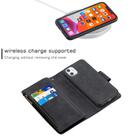 For iPhone 11 Skin Feel Detachable Magnetic Zipper Horizontal Flip PU Leather Case with Multi-Card Slots & Holder & Wallet & Photo Frame & Lanyard(Black) - 3
