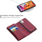 For iPhone 11 Skin Feel Detachable Magnetic Zipper Horizontal Flip PU Leather Case with Multi-Card Slots & Holder & Wallet & Photo Frame & Lanyard(Red) - 3