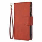 For Xiaomi Redmi 9 Skin Feel Detachable Magnetic Zipper Horizontal Flip PU Leather Case with Multi-Card Slots & Holder & Wallet & Photo Frame & Lanyard(Brown) - 2