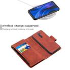 For Xiaomi Redmi 9 Skin Feel Detachable Magnetic Zipper Horizontal Flip PU Leather Case with Multi-Card Slots & Holder & Wallet & Photo Frame & Lanyard(Brown) - 3