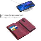 For Xiaomi Redmi 9 Skin Feel Detachable Magnetic Zipper Horizontal Flip PU Leather Case with Multi-Card Slots & Holder & Wallet & Photo Frame & Lanyard(Red) - 3