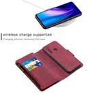 For Xiaomi Redmi Note 8T Skin Feel Detachable Magnetic Zipper Horizontal Flip PU Leather Case with Multi-Card Slots & Holder & Wallet & Photo Frame & Lanyard(Red) - 3