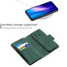 For Xiaomi Redmi Note 8T Skin Feel Detachable Magnetic Zipper Horizontal Flip PU Leather Case with Multi-Card Slots & Holder & Wallet & Photo Frame & Lanyard(Green) - 3