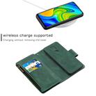 For Xiaomi Redmi Note 9 Skin Feel Detachable Magnetic Zipper Horizontal Flip PU Leather Case with Multi-Card Slots & Holder & Wallet & Photo Frame & Lanyard(Green) - 3