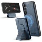 For Samsung Galaxy S25+ 5G Fierre Shann FS028 MagSafe RFID Card Holder Back Phone Case(Blue) - 1