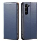 For Samsung Galaxy S25+ 5G Fierre Shann PU Genuine Leather Texture Phone Case(Blue) - 1