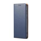 For Samsung Galaxy S25+ 5G Fierre Shann PU Genuine Leather Texture Phone Case(Blue) - 2
