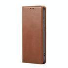 For Samsung Galaxy S25+ 5G Fierre Shann PU Genuine Leather Texture Phone Case(Brown) - 2