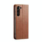 For Samsung Galaxy S25+ 5G Fierre Shann PU Genuine Leather Texture Phone Case(Brown) - 3